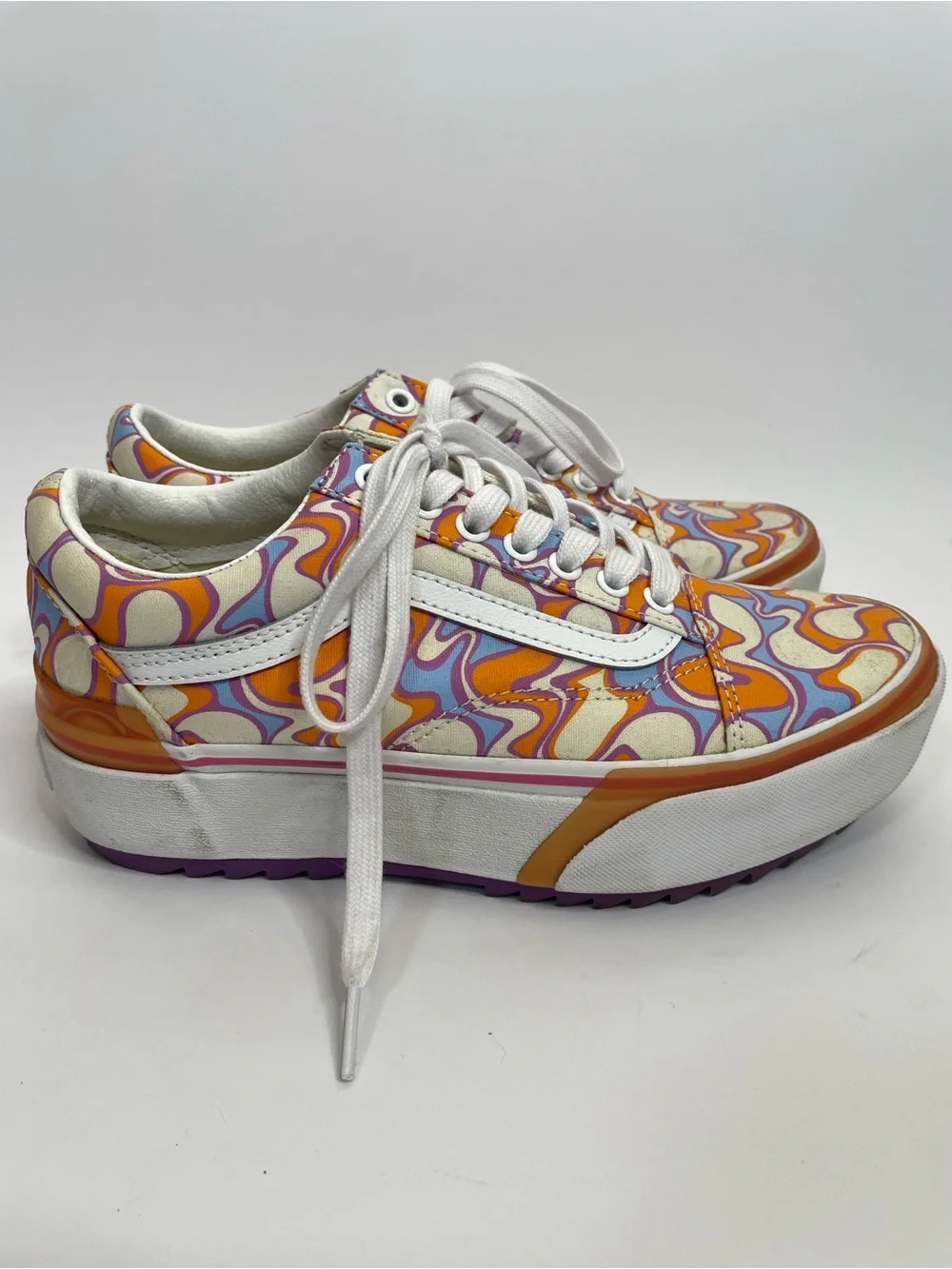 Vans | Stacked Old Skool UV React Sneakers Orange Peace Size 6.5 / 8 - Picture 3 of 12